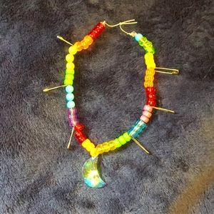 Rainbow moon charm kandi necklace